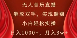 无人音乐直播,解放双手,实现躺赚,小白轻松实操,日入1000+,月入3w+【揭秘】-开心分享网