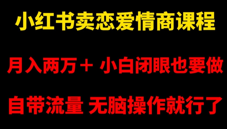 小红书卖恋爱情商课程,月入两万+,小白闭眼也要做,自带流量,无脑操作就行了【揭秘】-开心分享网