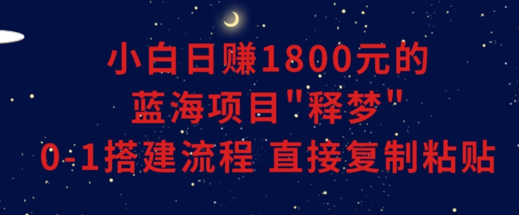 小白能日赚1800元的蓝海项目”释梦”0-1搭建流程可直接复制粘贴长期做【揭秘】-开心分享网