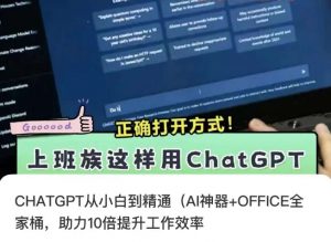CHATGPT从小白到精通,AI神器+OFFICE全家桶,助力10倍提升工作效率-开心分享网