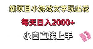 新项目小游戏文字玩出花日入2000+，每天只需一小时，小白直接上手【揭秘】-开心分享网