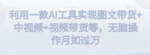 利用一款AI工具实现图文带货+中视频+视频带货等,无脑操作月如过万【揭秘】-开心分享网