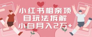 小红书相亲项目玩法拆解,有人通过这个副业项目做到了月收入2万多【揭秘】-开心分享网