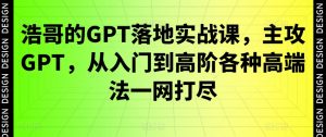 浩哥的GPT落地实战课,主攻GPT,从入门到高阶各种高端法一网打尽-开心分享网