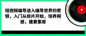 短视频编导进入编导世界的密钥,入门从拆片开始,培养网感,建素素库-开心分享网