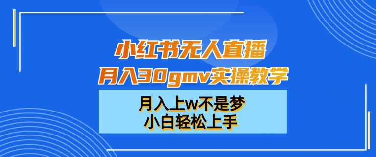 小红书无人直播月入30gmv实操教学,月入上w不是梦,小白轻松上手【揭秘】-开心分享网