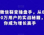 企业微信裂变操盘手，从0裂变100万用户的实战秘籍，让你成为增长高手