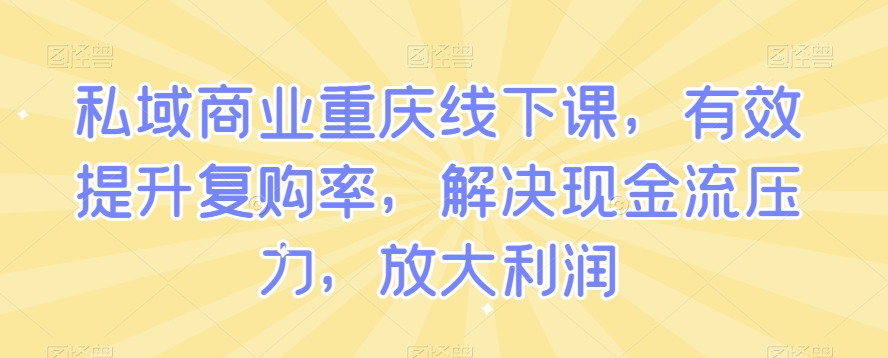 私域商业重庆线下课，有效提升复购率，解决现金流压力，放大利润-开心分享网