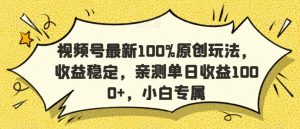 视频号最新100%原创玩法，收益稳定，亲测单日收益1000+，小白专属【揭秘】-开心分享网