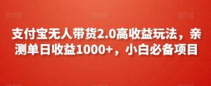 支付宝无人带货2.0高收益玩法，亲测单日收益1000+，小白必备项目【揭秘】-开心分享网