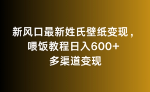 新风口最新姓氏壁纸变现,喂饭教程日入600+【揭秘】-开心分享网
