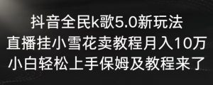 抖音全民k歌5.0新玩法，直播挂小雪花卖教程月入10万，小白轻松上手，保姆及教程来了【揭秘】-开心分享网