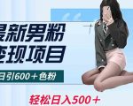 最新男粉变现项目，日引600＋色粉，全平台通用，轻松日入500＋【揭秘】