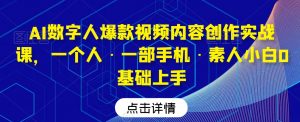 AI数字人爆款视频内容创作实战课,一个人·一部手机·素人小白0基础上手-开心分享网