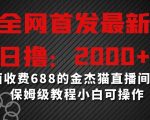 全网首发最新，日撸2000+，外面收费688的金杰猫直播间搭建，保姆级教程小白可操作【揭秘】