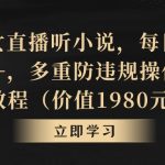 抖音美女直播听小说，每日轻松变现3500+，多重防违规操作，保姆教程（价值1980元)