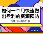 某收费培训：如何一个月快速做出盈利的资源网站（实打实经验）-18节无水印