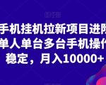 苹果手机挂机拉新项目进阶版模式，单人单台多台手机操作长期稳定，月入10000+【揭秘】