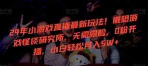 24年小游戏直播最新玩法!微恐游戏怪谈研究所,无需露脸,0粉开播,小白轻松月入5W+【揭秘】-开心分享网