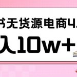 小红书新电商实战，无货源实操从0到1月入10W+联合抖音放大收益【揭秘】