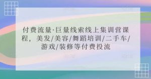 付费流量·巨量线索线上集训营课程,美发/美容/舞蹈培训/二手车/游戏/装修等付费投流-开心分享网