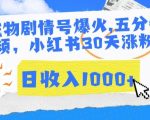 AI宠物剧情号爆火，五分钟一个视频，小红书30天涨粉10W，日收入1000+【揭秘】