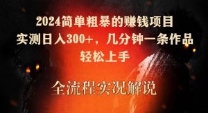 2024简单粗暴的赚钱项目,实测日入300+,几分钟一条作品,轻松上手【揭秘】-开心分享网