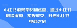 小红书混剪带货训练营,通过小红书搬运混剪,实现成交,开启小红书电商之旅-开心分享网