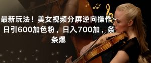 最新玩法！美女视频分屏逆向操作~日引600加色粉，日入700加，条条爆【揭秘】-开心分享网