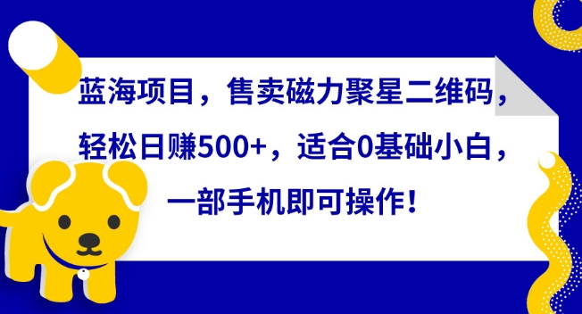 蓝海项目,售卖磁力聚星二维码,轻松日赚500+,适合0基础小白,一部手机即可操作【揭秘】-开心分享网