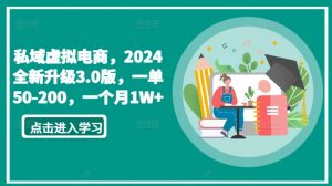 私域虚拟电商,2024全新升级3.0版,一单50-200,一个月1W+【揭秘】-开心分享网
