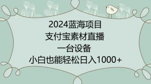 2024年蓝海项目,支付宝素材直播,无需出境,小白也能日入1000+ ,实操教程【揭秘】-开心分享网