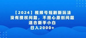 2024视频号短剧玩法,没有授权问题,不担心原创问题,适合新手小白,日入2000+【揭秘】-开心分享网