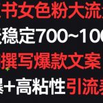 小红书女色粉大流量，一天稳定700~1000+  AI撰写爆款文案，条条火爆+高粘性引流养回头客【揭秘】