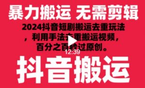 2024最新抖音搬运技术,抖音短剧视频去重,手法搬运,利用工具去重,达到秒过原创的效果【揭秘】-开心分享网