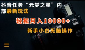 抖音任务“元梦之星”内部最新玩法，新手小白无脑操作，轻松月入10000+【揭秘】-开心分享网
