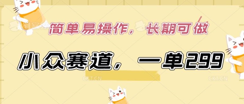 小众赛道,一单299.简单易操作,长期可做【揭秘】-开心分享网