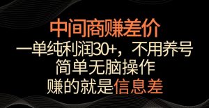 中间商赚差价,一单纯利润30+,简单无脑操作,赚的就是信息差,轻轻松松日入1000+【揭秘】-开心分享网