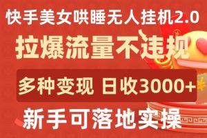 快手美女哄睡无人挂机2.0.拉爆流量不违规,多种变现途径,日收3000+,新手可落地实操【揭秘】-开心分享网