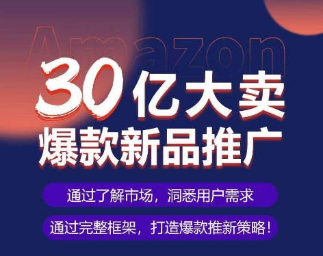 亚马逊·30亿大卖爆款新品推广,可复制、全程案例实操的爆款推新SOP-开心分享网