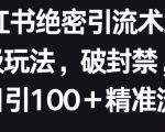 小红书绝密引流术2.0升级玩法，破封禁，轻松日引100+精准流量【揭秘】