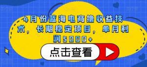 4月份蓝海电商撸收益技术，长期稳定项目，单月利润5000+【揭秘】-开心分享网