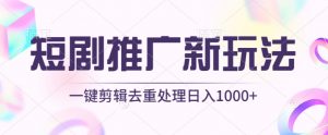 短剧推广新玩法，不剪辑，工具助力一键过原创，日入1000+【揭秘】-开心分享网