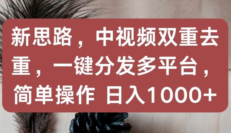 新思路,中视频双重去重,一键分发多平台,简单操作,日入1000+【揭秘】-开心分享网