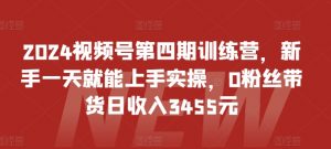 2024视频号第四期训练营,新手一天就能上手实操,0粉丝带货日收入3455元-开心分享网