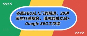 谷歌SEO从入门到精通,30讲带你打造排名,清晰的独立站+Google SEO工作流-开心分享网