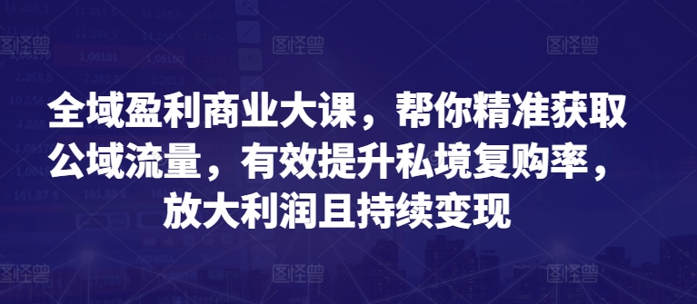 全域盈利商业大课,帮你精准获取公域流量,有效提升私境复购率,放大利润且持续变现-开心分享网