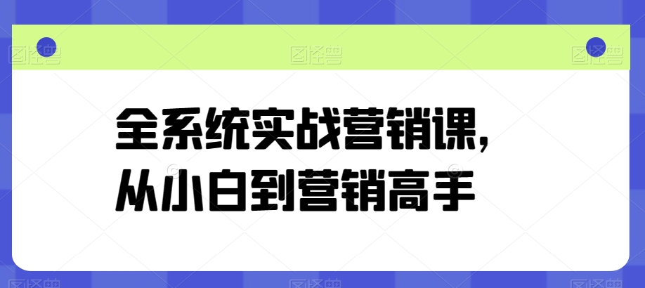 全系统实战营销课,从小白到营销高手-开心分享网