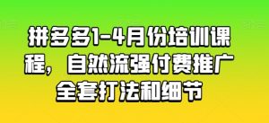 拼多多1-4月份培训课程，自然流强付费推广全套打法和细节-开心分享网