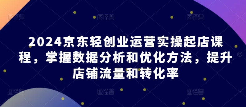 2024京东轻创业运营实操起店课程,掌握数据分析和优化方法,提升店铺流量和转化率-开心分享网